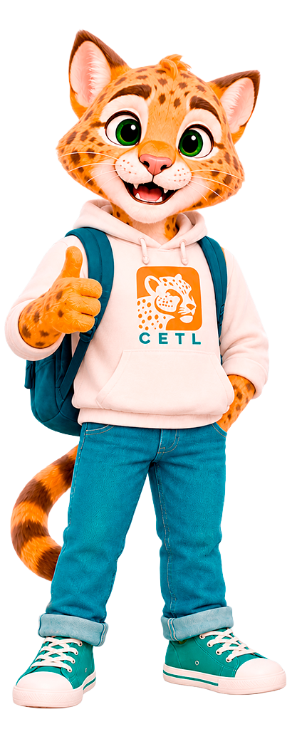 Cetlin, la mascota de CETL, representando la Licenciatura en Pedagogía